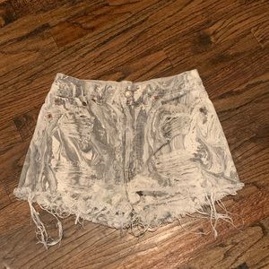 Grey and white acid wash Jean shorts